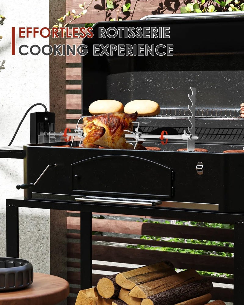 Zalhyrox Rotisserie Grill Kit, Automatic Rotating BBQ, UL Certificated Universal Grill Rotisseries with 120V 4W Motor, 28” Spit Rod, 2 x 4 Forks, Complete Holders, and Fixing Screw for Backyard and Outdoor - Image 4